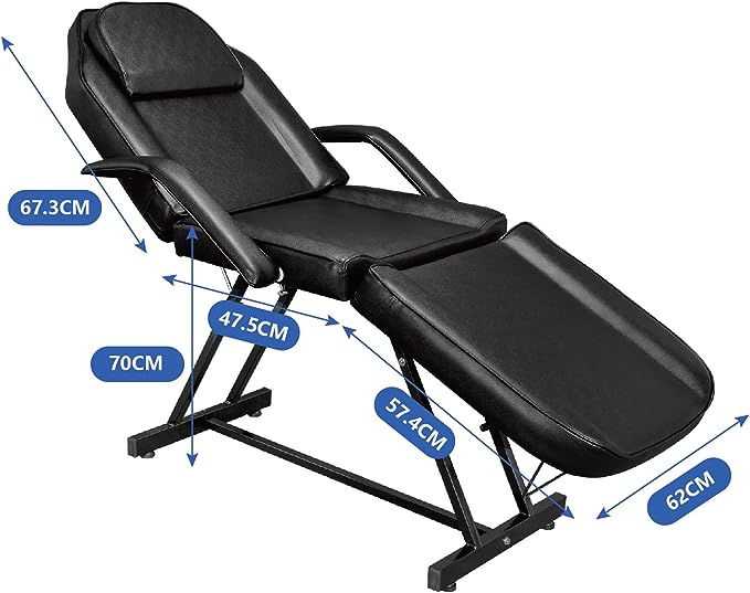 Table de Massage Pliante Professionnelle avec Tabouret à roulettes Legere Aluminium Housse Table Massage Lit Cosmétique Massage 3 Sections Portable Ergonomique Noir