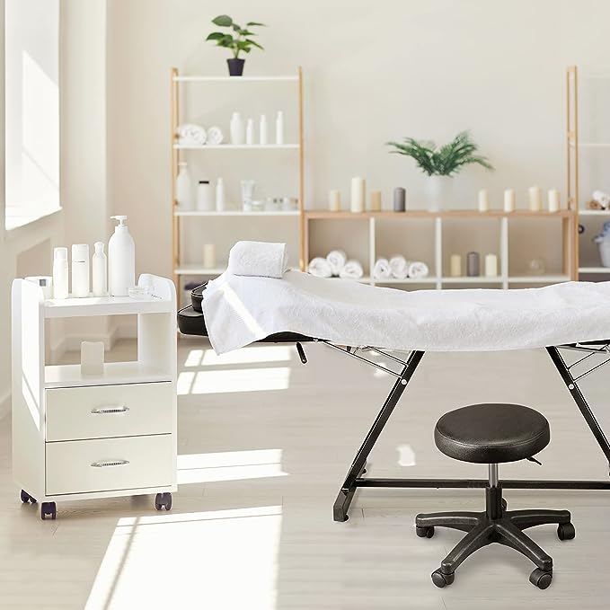 Table de Massage Pliante Professionnelle avec Tabouret à roulettes Legere Aluminium Housse Table Massage Lit Cosmétique Massage 3 Sections Portable Ergonomique Noir